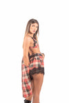 Shorts a Quadri con Bordo in Pizzo e Cintura donna Tensione in - 4