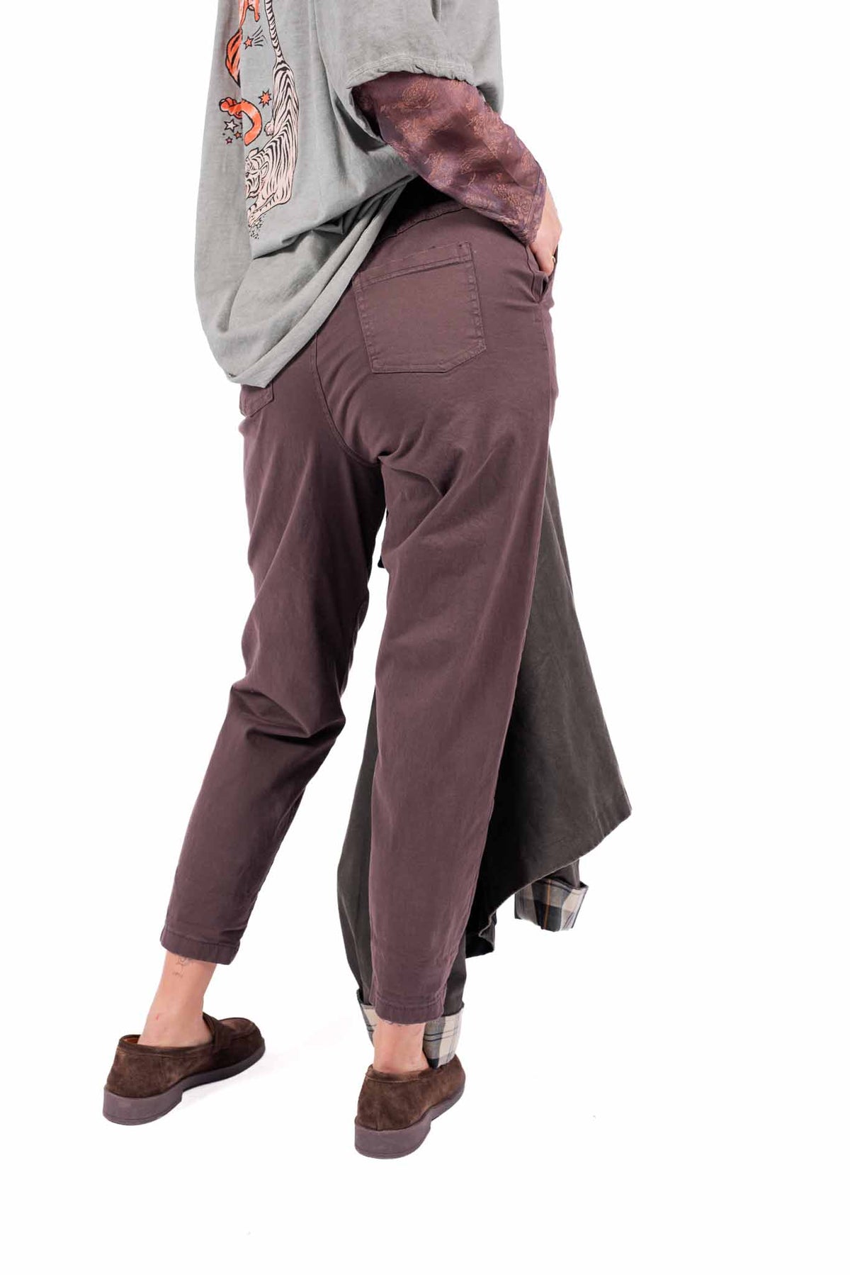 Pantaloni Chino Cioccolato con Cintura donna Miss love - 2