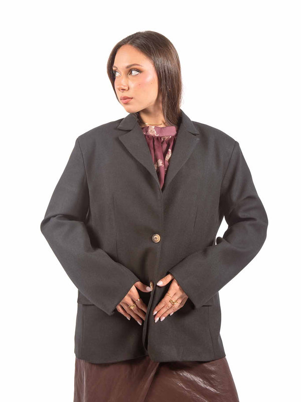Blazer Monopetto con Ricamo Tigre sul Retro da donna Tensione in