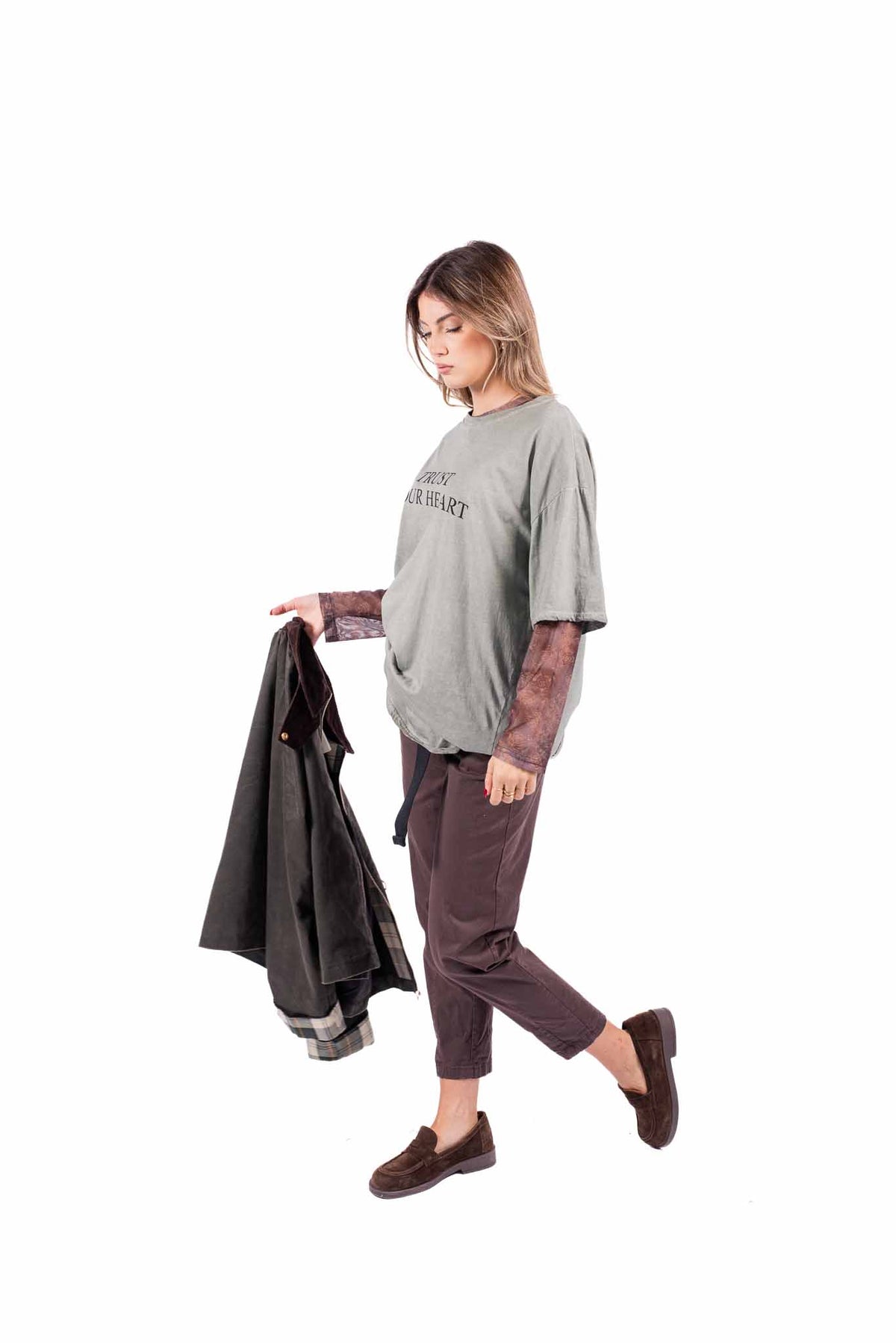 Maglia Doppio Strato Salvia con Stampa donna Miss love - 5