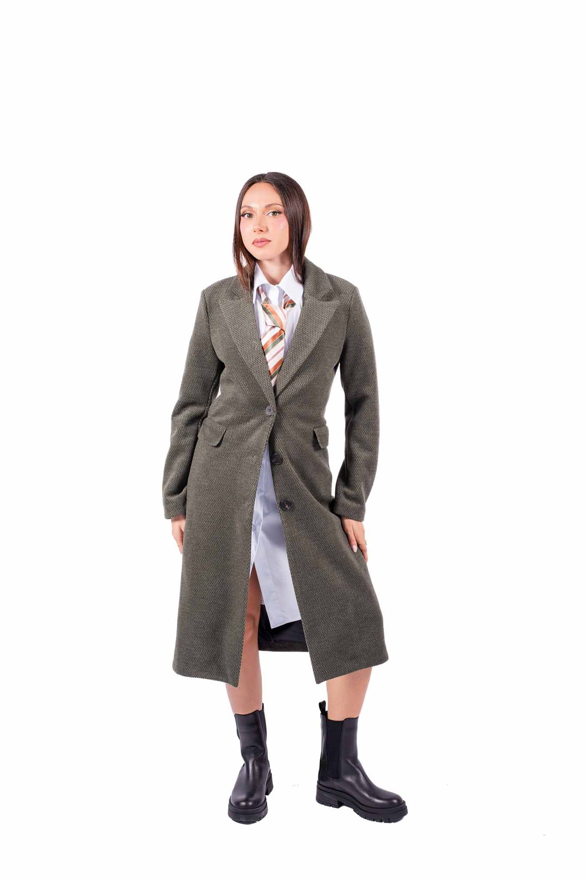 Cappotto Lungo Verde Militare donna Miss love - 1