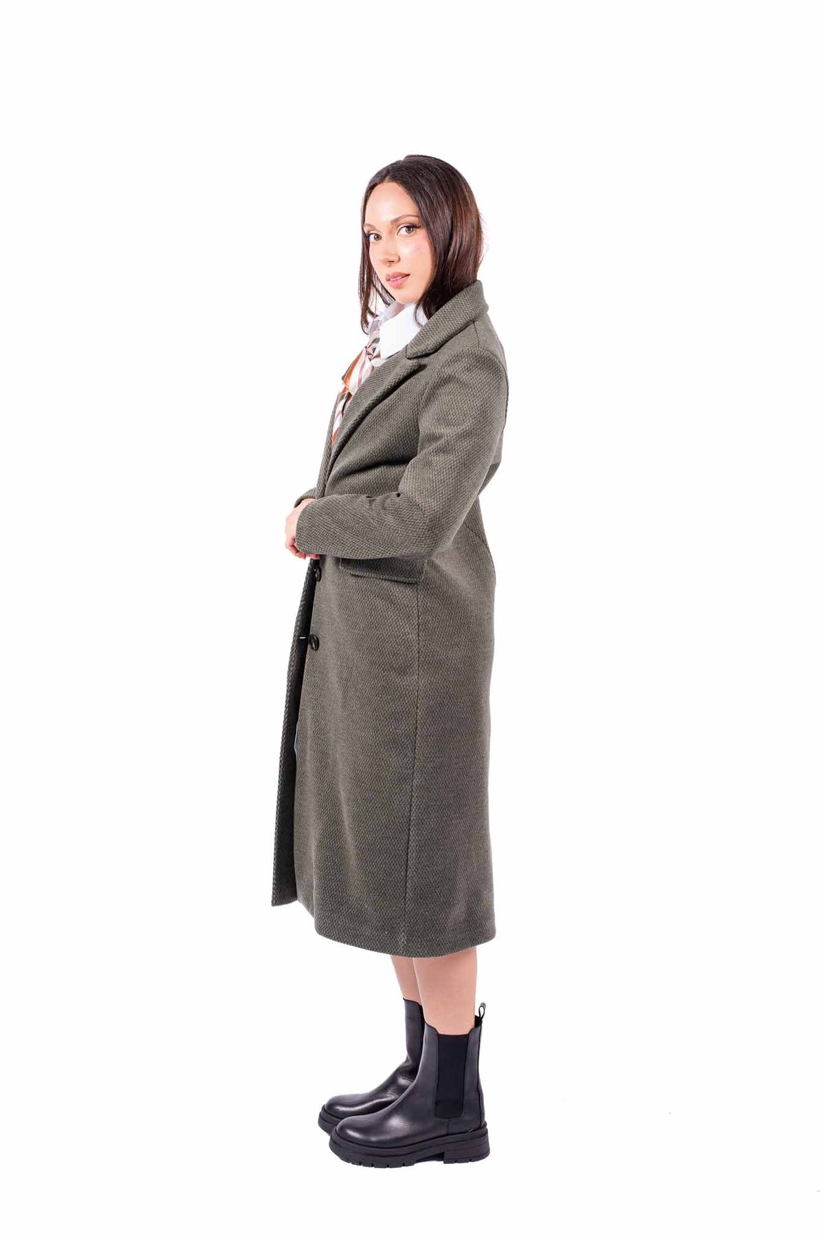 Cappotto Lungo Verde Militare donna Miss love - 2