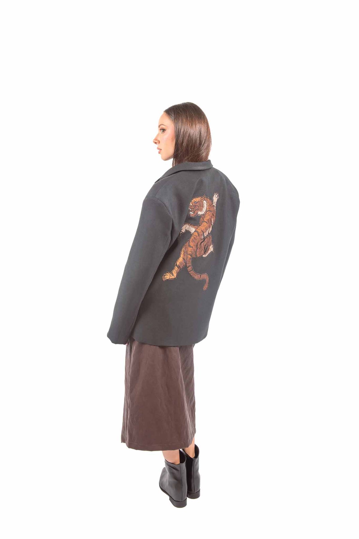 Blazer Monopetto con Ricamo Tigre sul Retro donna Tensione in - 6