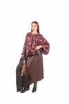 Blusa in Satin Bordeaux con Stampe Tigre donna Tensione in - 2