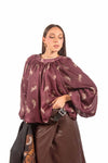 Blusa in Satin Bordeaux con Stampe Tigre donna Tensione in - 1