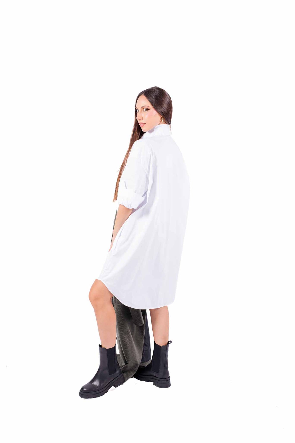 Abito Camicia Bianco con Taschino Paillettess donna Miss love - 2