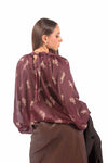 Blusa in Satin Bordeaux con Stampe Tigre donna Tensione in - 3