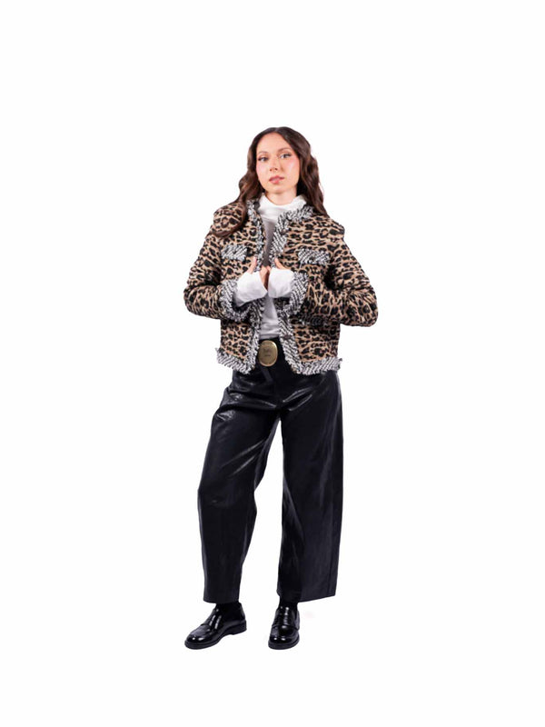 Giacca Spencer in Tweed Animalier da donna Tensione in