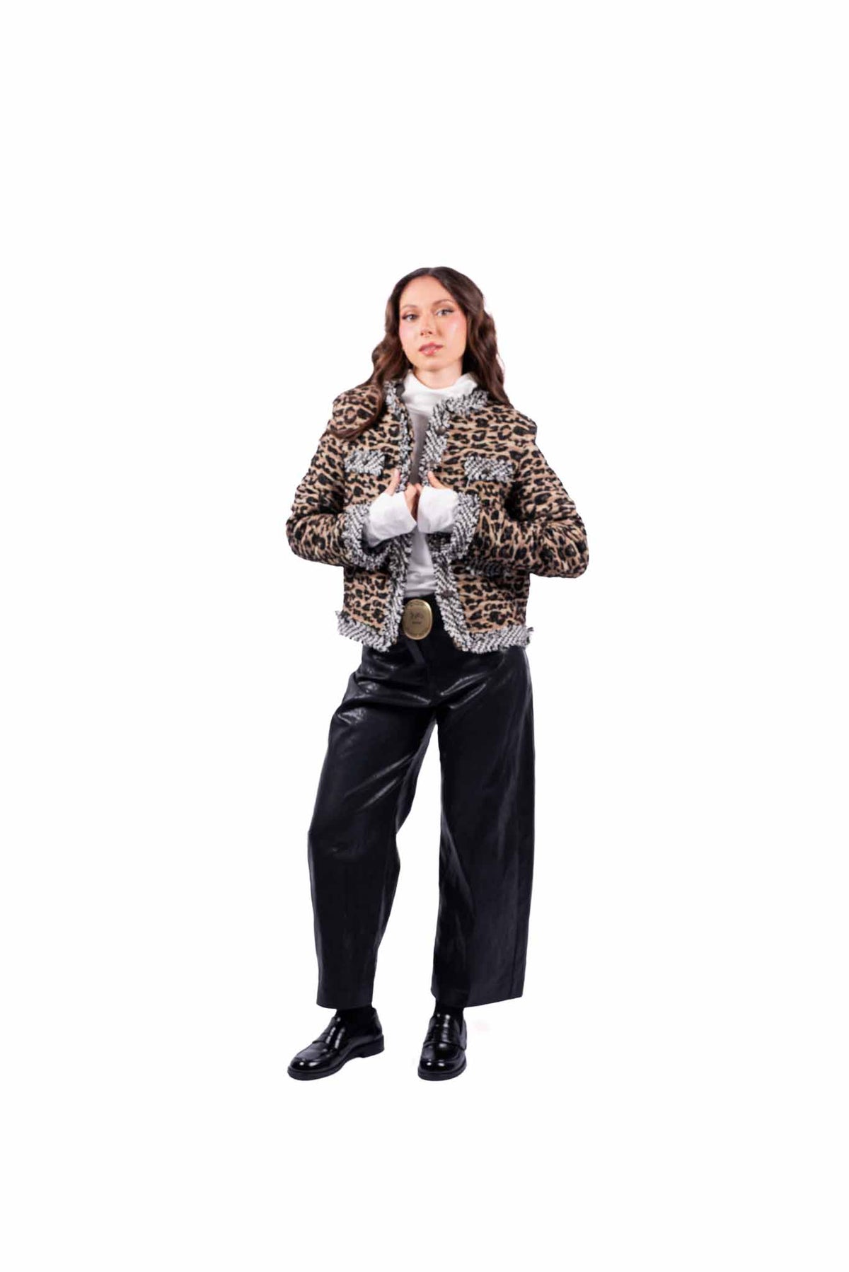 Pantaloni in Ecopelle Nera con Cintura donna Tensione in - 6
