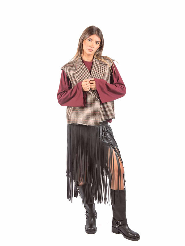 Gilet Doppiopetto in Pied De Poule da donna Tensione in