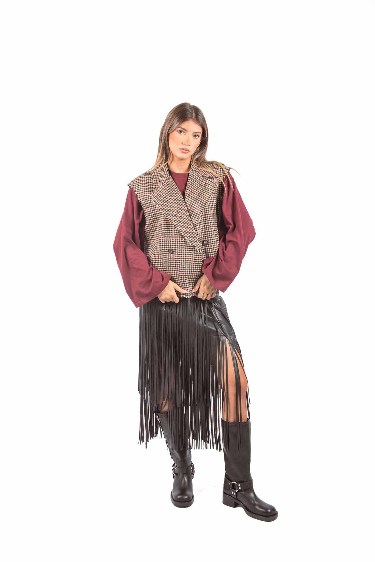 Gilet Doppiopetto in Pied De Poule donna Tensione in - 2