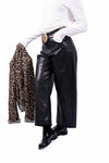 Pantaloni in Ecopelle Nera con Cintura donna Tensione in - 4