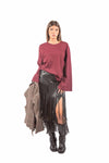 Maglia Oversize a Maniche Lunghe Bordeaux donna Tensione in - 3