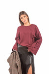 Maglia Oversize a Maniche Lunghe Bordeaux donna Tensione in - 1