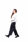 Pantaloni in Ecopelle Nera con Cintura donna Tensione in - 3