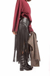 Gonna Midi Ecopelle Nera con Maxi Frange donna Tensione in - 3