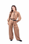 Pantaloni Palazzo Cammello con Cintura donna Tensione in - 4