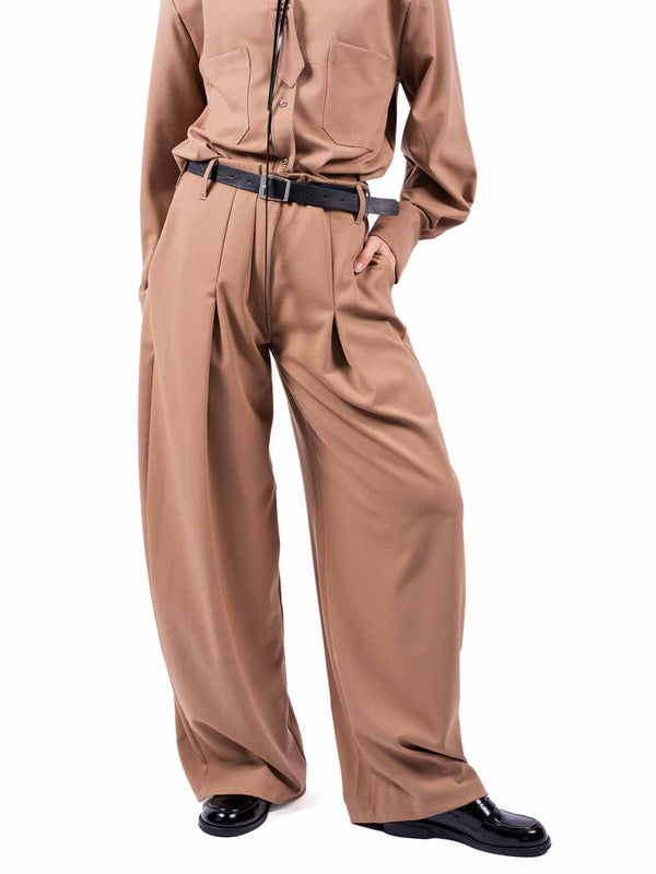 Pantaloni Palazzo Cammello con Cintura da donna Tensione in