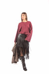 Gonna Midi Ecopelle Nera con Maxi Frange donna Tensione in - 4
