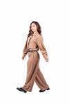 Pantaloni Palazzo Cammello con Cintura donna Tensione in - 2