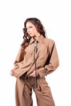 Camicia Over Cammello con Tiretto donna Tensione in - 1