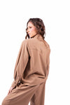 Camicia Over Cammello con Tiretto donna Tensione in - 3