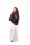 Bomber in Ecopelle Marrone con Ecopelliccia donna Tensione in - 4