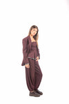 Pantaloni Jogger con Caviglia Elasticizzata Bordeaux donna Maryley - 2