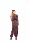 Pantaloni Jogger con Caviglia Elasticizzata Bordeaux donna Maryley - 4