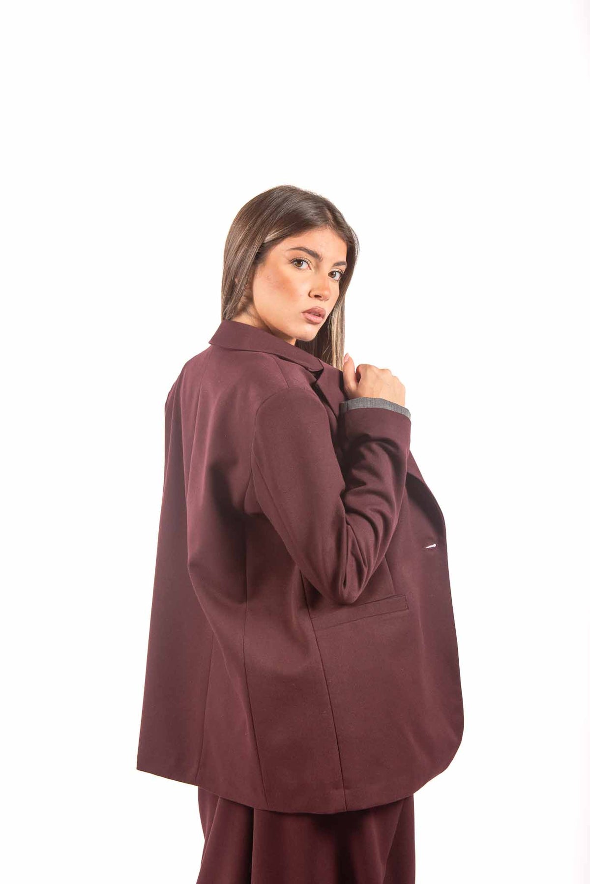 Blazer Monopetto Bordeaux con Tasca sulla Manica donna Maryley - 3