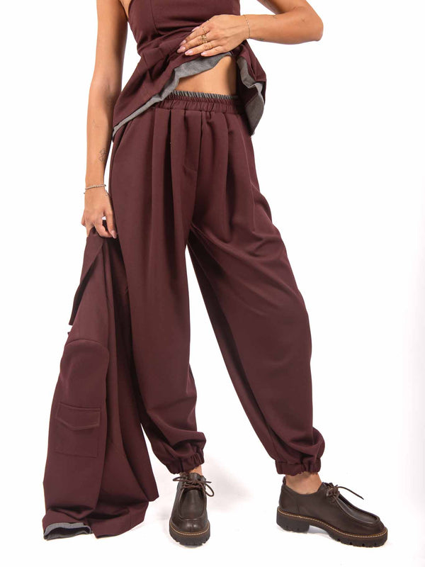 Pantaloni Jogger con Caviglia Elasticizzata Bordeaux da donna Maryley