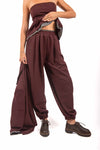 Pantaloni Jogger con Caviglia Elasticizzata Bordeaux donna Maryley - 1