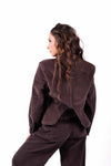 Blazer Sartoriale in Velluto a Coste Cioccolato donna Tensione in - 3