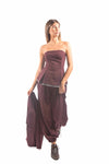 Pantaloni Jogger con Caviglia Elasticizzata Bordeaux donna Maryley - 3