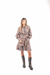Abito Corto a Quadri Tartan con Drapeggio donna Maryley - 1
