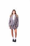 Cappotto Blazer Oversize Grigio Gessato Rosso donna Tensione in - 5