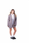 Cappotto Blazer Oversize Grigio Gessato Rosso donna Tensione in - 4