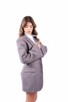 Cappotto Blazer Oversize Grigio Gessato Rosso donna Tensione in - 3
