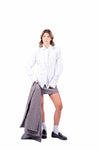 Camicia in Popeline Bianca con Fondo Asimmetrico donna Tensione in - 6
