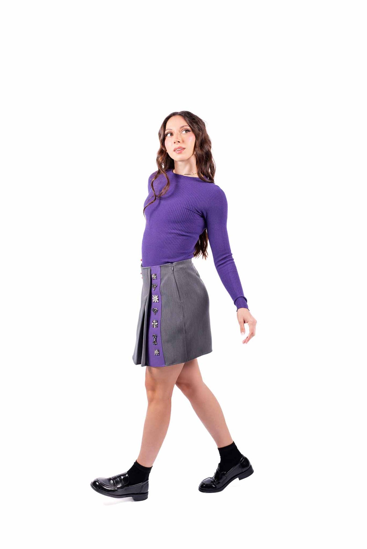 Maglia Pullover Viola a Costine donna Tensione in - 5