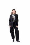 Pantaloni Wide Leg Neri con Abbottonatura Asimmetrica donna Tensione in - 5