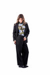 Pantaloni Wide Leg Neri con Abbottonatura Asimmetrica donna Tensione in - 6