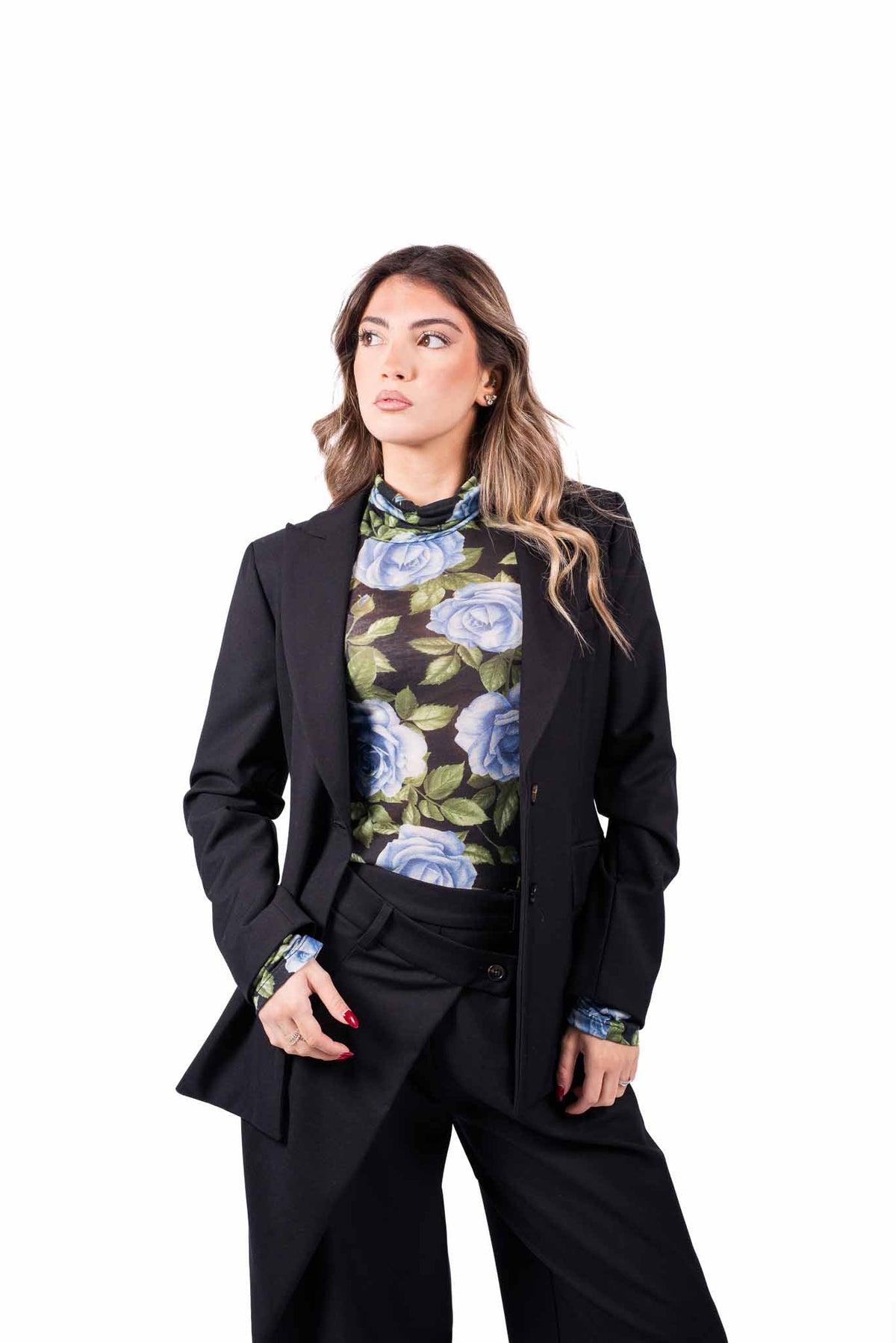 Blazer Sartoriale Nero a Due Bottoni donna Tensione in - 1