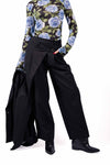 Pantaloni Wide Leg Neri con Abbottonatura Asimmetrica donna Tensione in - 1