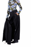 Pantaloni Wide Leg Neri con Abbottonatura Asimmetrica donna Tensione in - 2