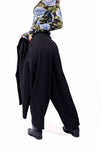 Pantaloni Wide Leg Neri con Abbottonatura Asimmetrica donna Tensione in - 3