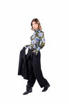 Pantaloni Wide Leg Neri con Abbottonatura Asimmetrica donna Tensione in - 4