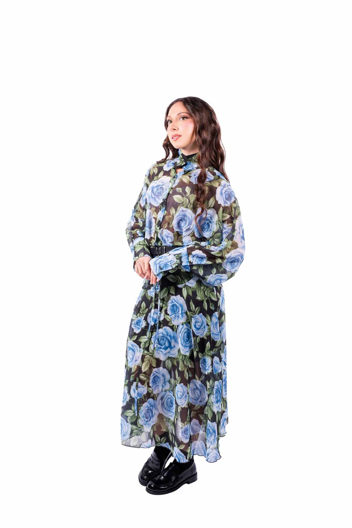 Abito Chemisier Fantasia Floreale con Cintura donna Tensione in - 1