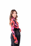Blusa Lupetto con Fantasia Floreale Rossa donna Tensione in - 2