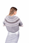 Cardigan Mezza Manica in Maglia Grigio con Motivo Jacquard donna Tensione in - 2